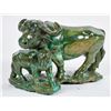 Image 1 : Gemstone Quality Verdite Water Buffalo with Calf, Signed  [204414]