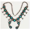Image 1 : American Indian Antique Silver / Turquoise Squash Blossom Necklace [204808]