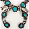 Image 2 : American Indian Antique Silver / Turquoise Squash Blossom Necklace [204808]
