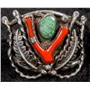 Image 2 : Classic Navajo Bracelet, Sterling Silver w/ Green Turq. & Red Corral  [202142]