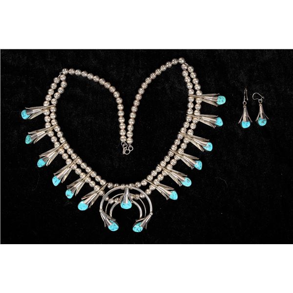 Turquoise Squash Blossom Necklace & Earrings [205980]