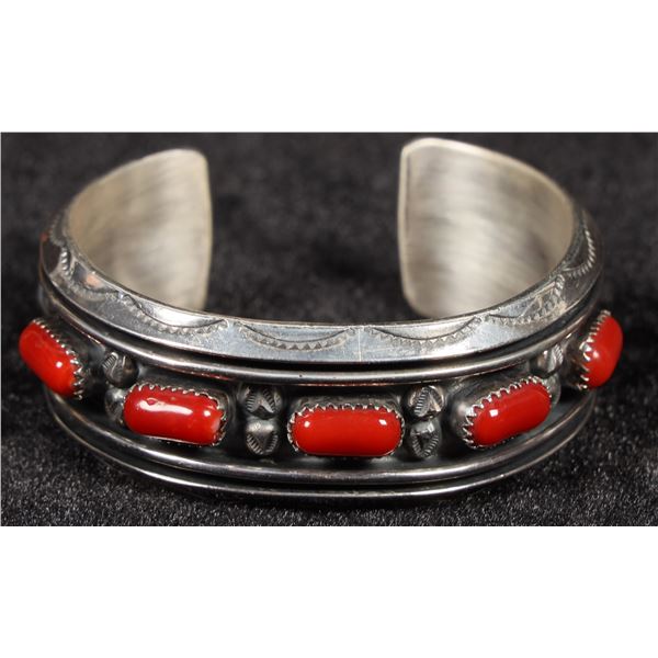 Navajo Made Coral Bracelet [202789]