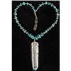Image 1 : Navajo Turquoise And Sterling Silver Feather Necklace [202787]
