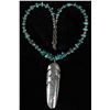 Image 3 : Navajo Turquoise And Sterling Silver Feather Necklace [202787]