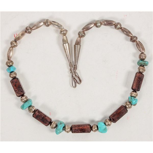 Turquoise & Wood Necklace [204093]