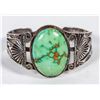 Image 1 : Vintage Silver & Green Turquoise Bracelet: Stunning [202140]