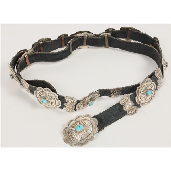 Silver & Turq. Vintage Concho Belt (Ladies) [202605]