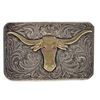 Image 2 : Sterling Silver, Gold and Ruby Steer Head Belt Buckle / Belt [204798]