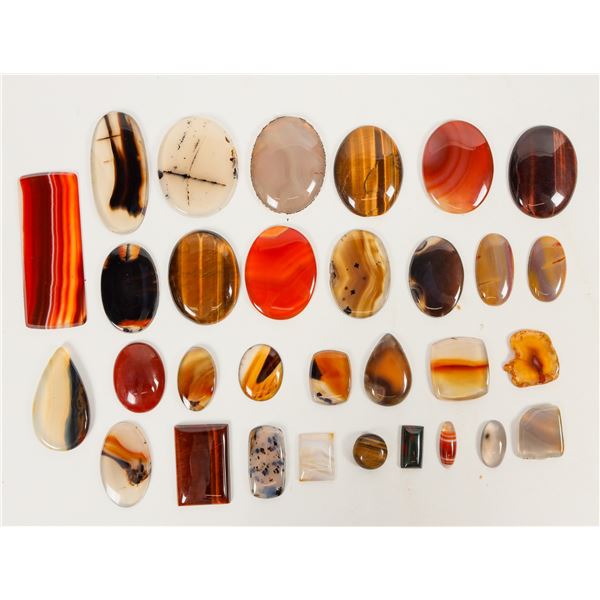 Agate and Tiger's Eye Polished Cabochons (31) [205059]