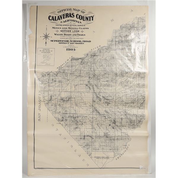 Calaveras County Map, Mines and Shaded Relief, 1904 [204319]