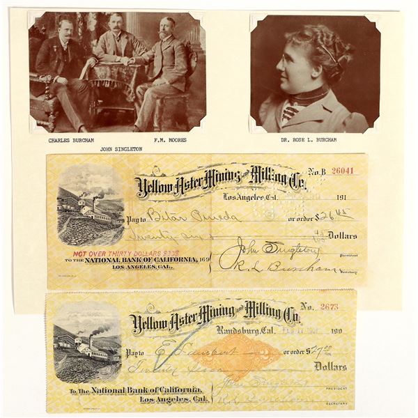 Yellow Aster Mining & Milling Co. Checks, Randsburg, CA [204622]