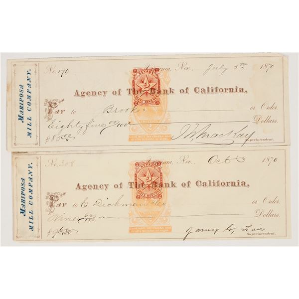 Mariposa Mill Check Pair Signed by Fair & Mackay, RN-B16a, 1870 [203566]