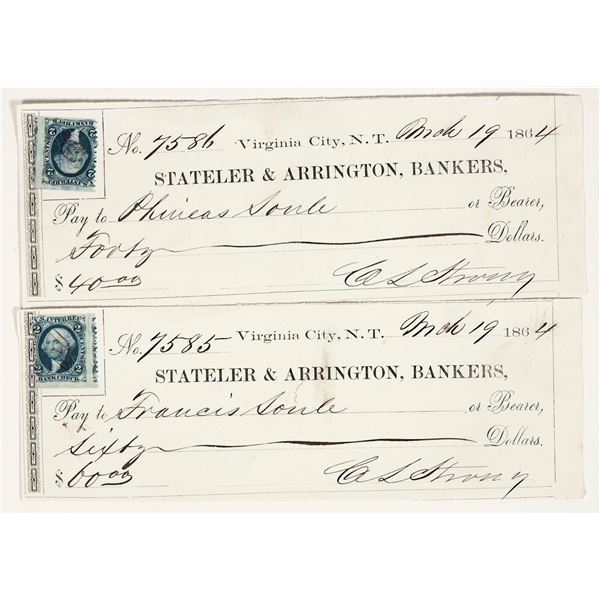 Comstock Territorial Checks to Frank Soule, Annals of SF Author, Miner, & Policeman [204279]