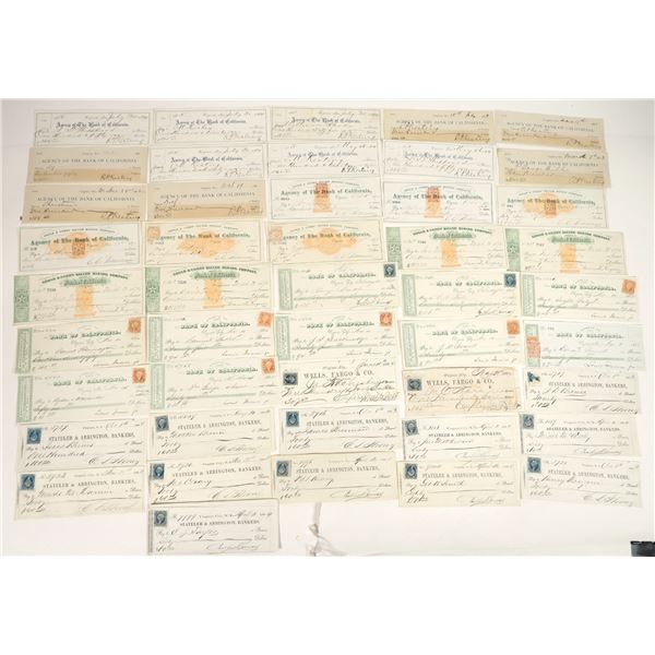 Very Large Comstock Mining Check Collection (Territorial, Imprinted Revenues) [202051]