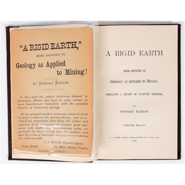A Rigid Earth: Geology As Applied to Mining, Stephen Barton, 1888 [202366]