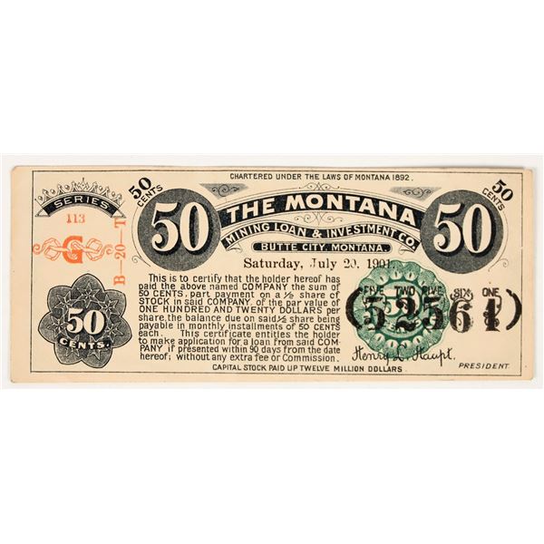 Montana Mining Loan & Investment Scrip [203594]