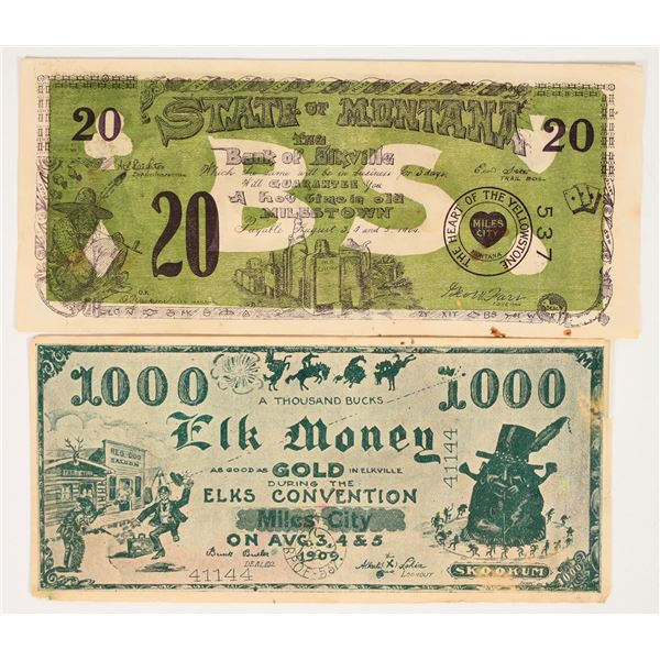 Miles City, Montana "Elk Money" Bank Notes, 1909 [195901]