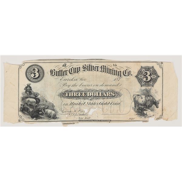 Butter Cup Silver Mining Co., Eureka, Nevada, $3 Note, Unissued [204927]