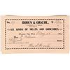 Image 1 : Boden & Graehl, Meats & Groceries, Scrip / Paper Token, 1903 [203588]
