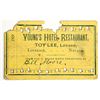Image 1 : Young's Hotel Restaurant Meal Ticket, c.1895, Lovelock [204619]