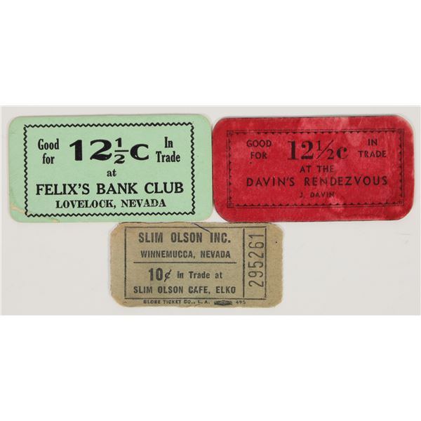 Nevada Paper Good For Tokens (3 Different) [205036]