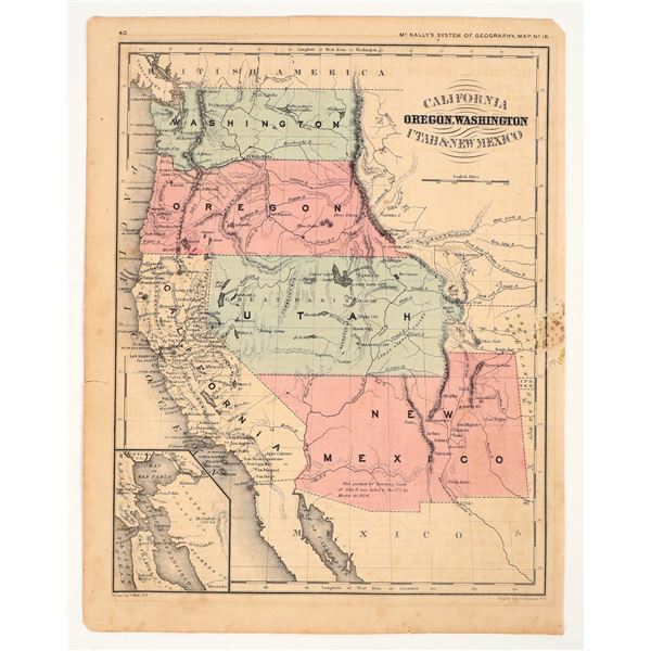 McNally's Atlas Map of California, Oregon, Washington, Utah & New Mexico, c1855 [205018]