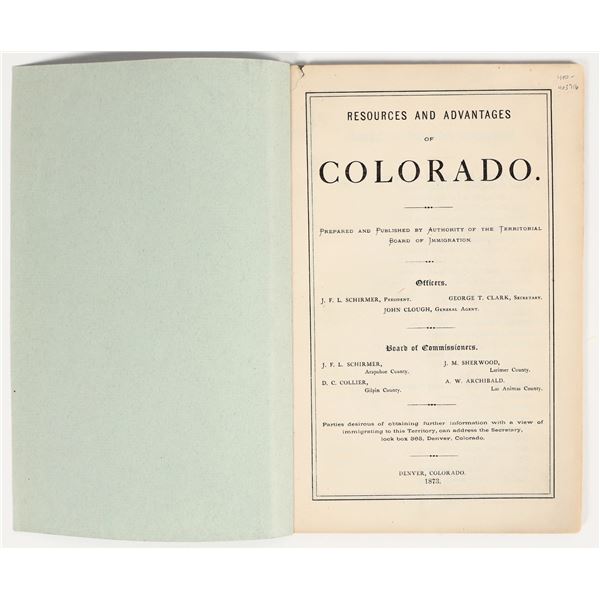 Colorado Homesteading Booklet, 1873 [201299]