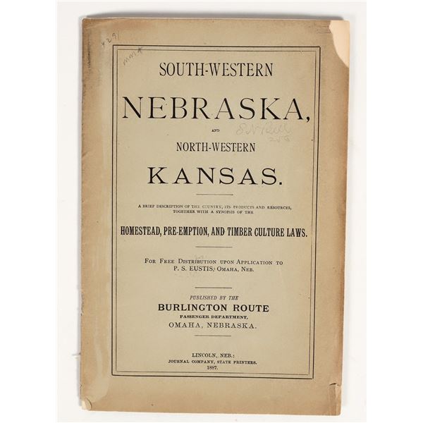 Nebraska & Kansas Homesteading Booklet/Map, 1887 [201440]