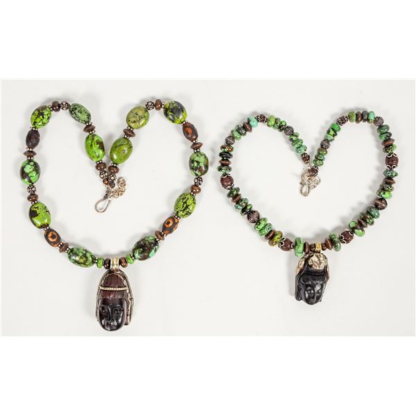 Agarwood, Variscite, & Green Turq. Necklaces, Pair [202601]