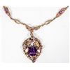 Image 2 : c1890 Vintage Gold Necklace, Amethyst, Rose Qtz, Topaz [202137]