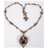 Image 3 : c1890 Vintage Gold Necklace, Amethyst, Rose Qtz, Topaz [202137]