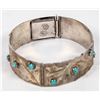 Image 2 : Sterling Silver & Turquoise Chunky Hinged Vintage Bracelet [202138]