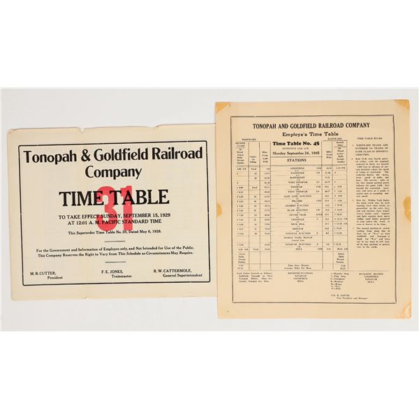 Tonopah & Goldfield Railroad Time Tables [201354]