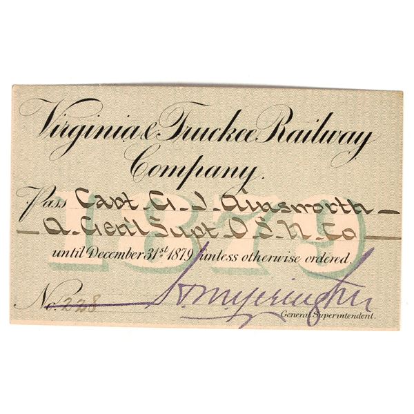 Virginia & Truckee Railway Company Annual Pass, 1879 [201492]