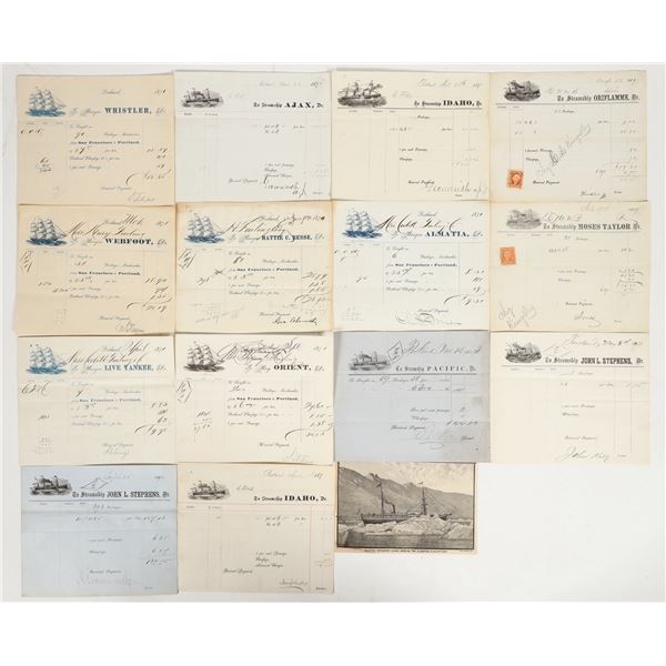 Pictorial Steamer Billhead Collection, San Francisco to Portland Shipments, 1860s-70s [202749]