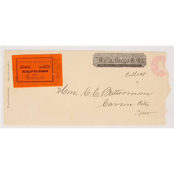 Wells Fargo & Co. Express Envelope from Genoa, Nevada, c.1861 [202463]