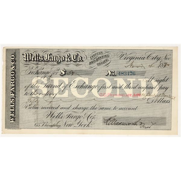 Wells Fargo Second of Exchange, Virginia City, Nevada, 1880 [200890]