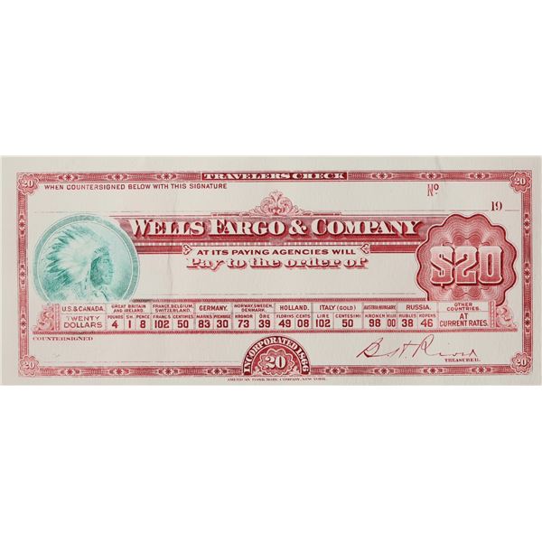 Wells Fargo Specimen Travelers Check [204432]