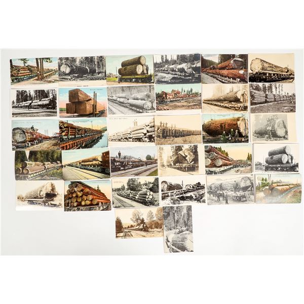 Postcards of Logs Ready for Trip to Lumber Mill by Rail (32) [200769]