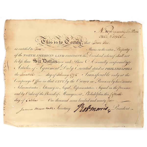Robert Morris, Signer of Declaration of Independence, Autographed Stock [197504]