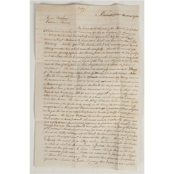 Revolutionary War Letter 1785 [201399]