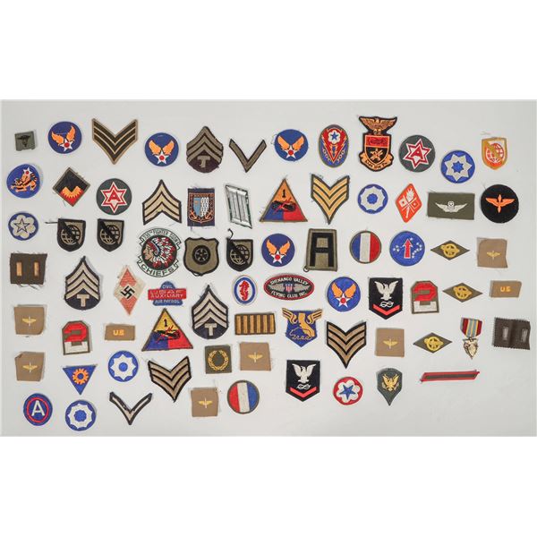 Wooden Cigar Box with Military Patches & Badges [204215]