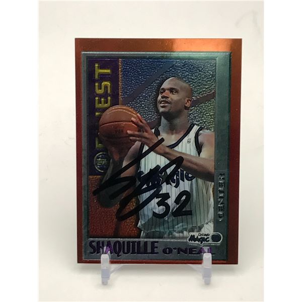 TOPPS SHAQUILLE O'NEAL SIGNED 1996 TOPPS FINEST TRADING CARD