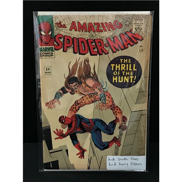 THE AMAZING SPIDERMAN #34 SECOND APPEARANCE OF GWEN STACEY - MARVEL COMICS
