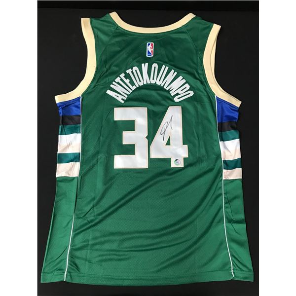GIANNIS ANTETOKOUNMPO SIGNED MILWAUKEE BUCKS BASKETBALL JERSEY - KB COA