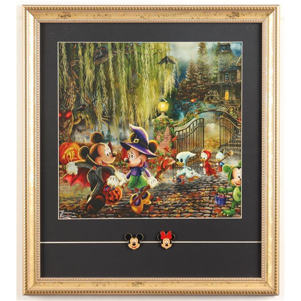 "Mickey and Minnie Mouse Halloween" by Thomas Kinkade Custom Framed Art Print Display