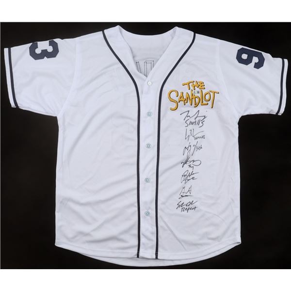 THE SANDLOT CAST SIGNED BASEBALL JERSEY BECKETT COA