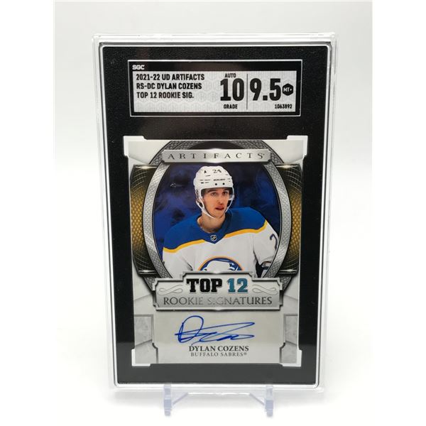2021-22 UD ARTIFACTS DYLAN COZENS TOP 12 ROOKIE SIG TRADING CARD - SGC GRADE 10/9.5