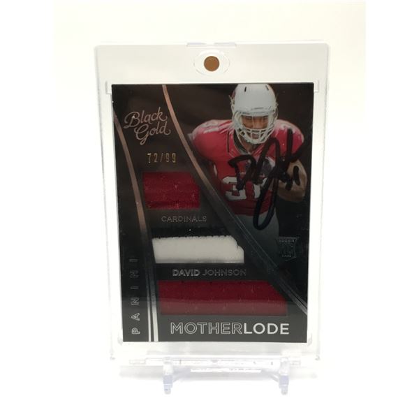 PANINI BLACK GOLD SIGNED PATCH DAVID JOHNSON TRADING CARD - JSA COA