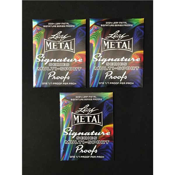 LOT OF 3 2024 LEAF METAL SIGNATURE SERIES MULTI SPORT PROOF SEALED PACKS